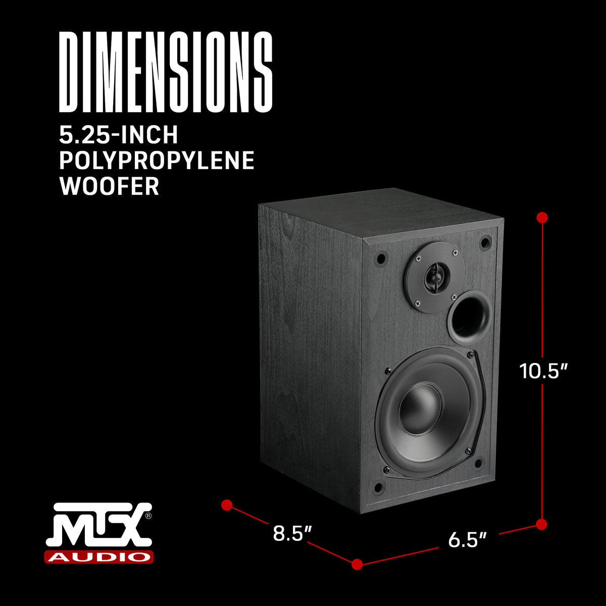 MTX Audio MONITOR5i 5.25 In Bookshelf Speakers, 2-Way Home Audio Pair (Open Box)