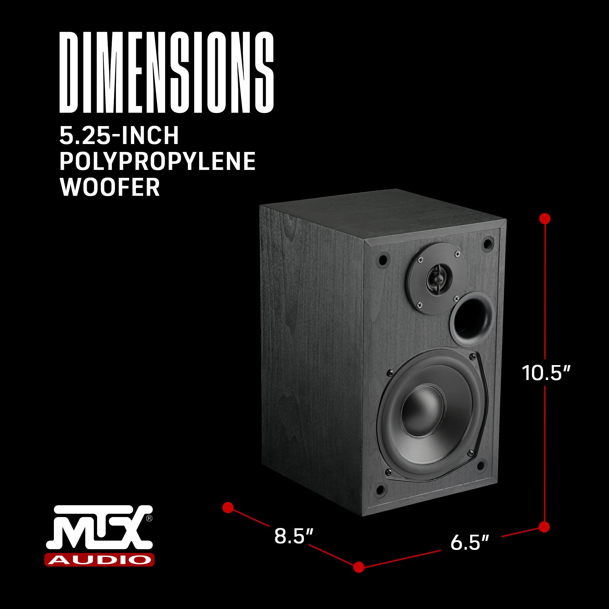 MTX Audio MONITOR5i 5.25 In Bookshelf Speakers, 2-Way Home Audio Pair (Open Box)