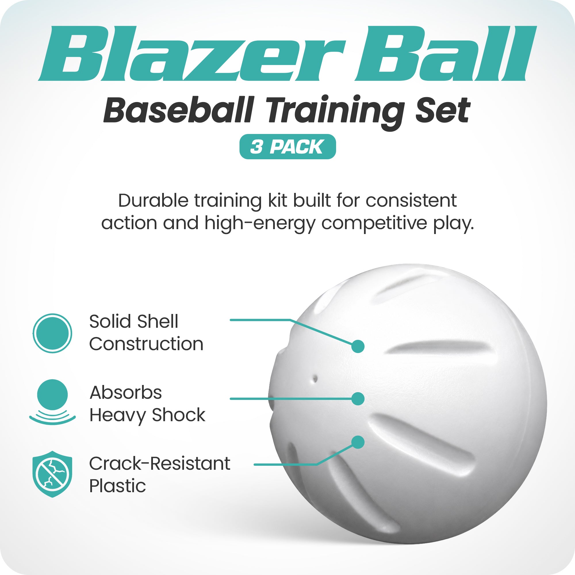 Union Products Blazer Ball 2.80-Inch Baseball Training Set, White, 3 Pack