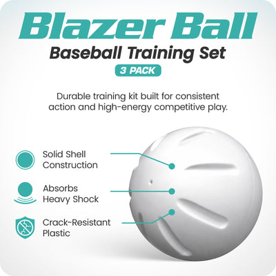 Union Products Blazer Ball 2.80-Inch Baseball Training Set, White, 3 Pack