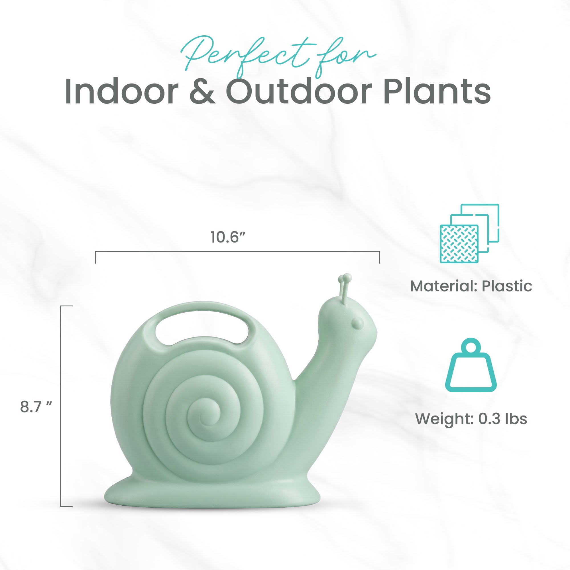 Union Products Snail Water Can with Built-in Handle, 1.8L Capacity, Light Green - VMInnovations
