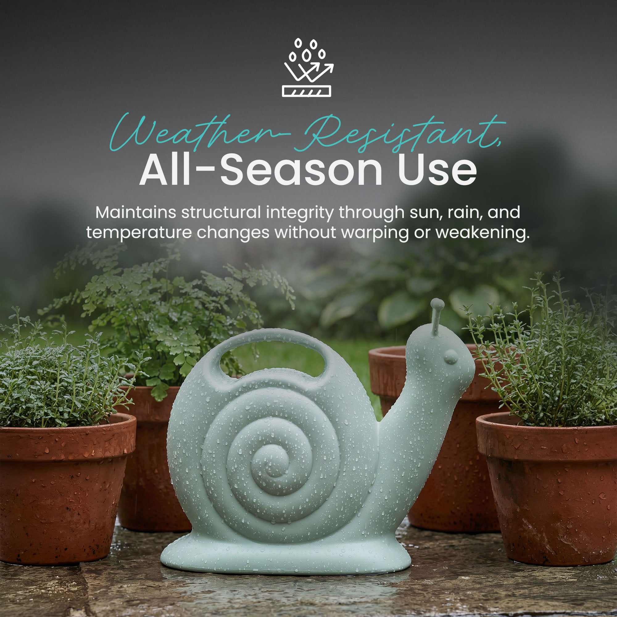 Union Products Snail Water Can with Built-in Handle, 1.8L Capacity, Light Green - VMInnovations