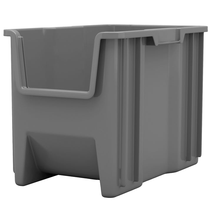 Akro-Mils Stak-N-Store Stackable Storage Bin, Open Front Organizer, Gray, 4 Pack - VMInnovations