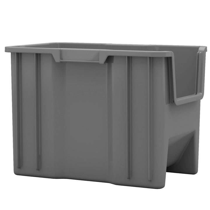 Akro-Mils Stak-N-Store Stackable Storage Bin, Open Front Organizer, Gray, 4 Pack - VMInnovations