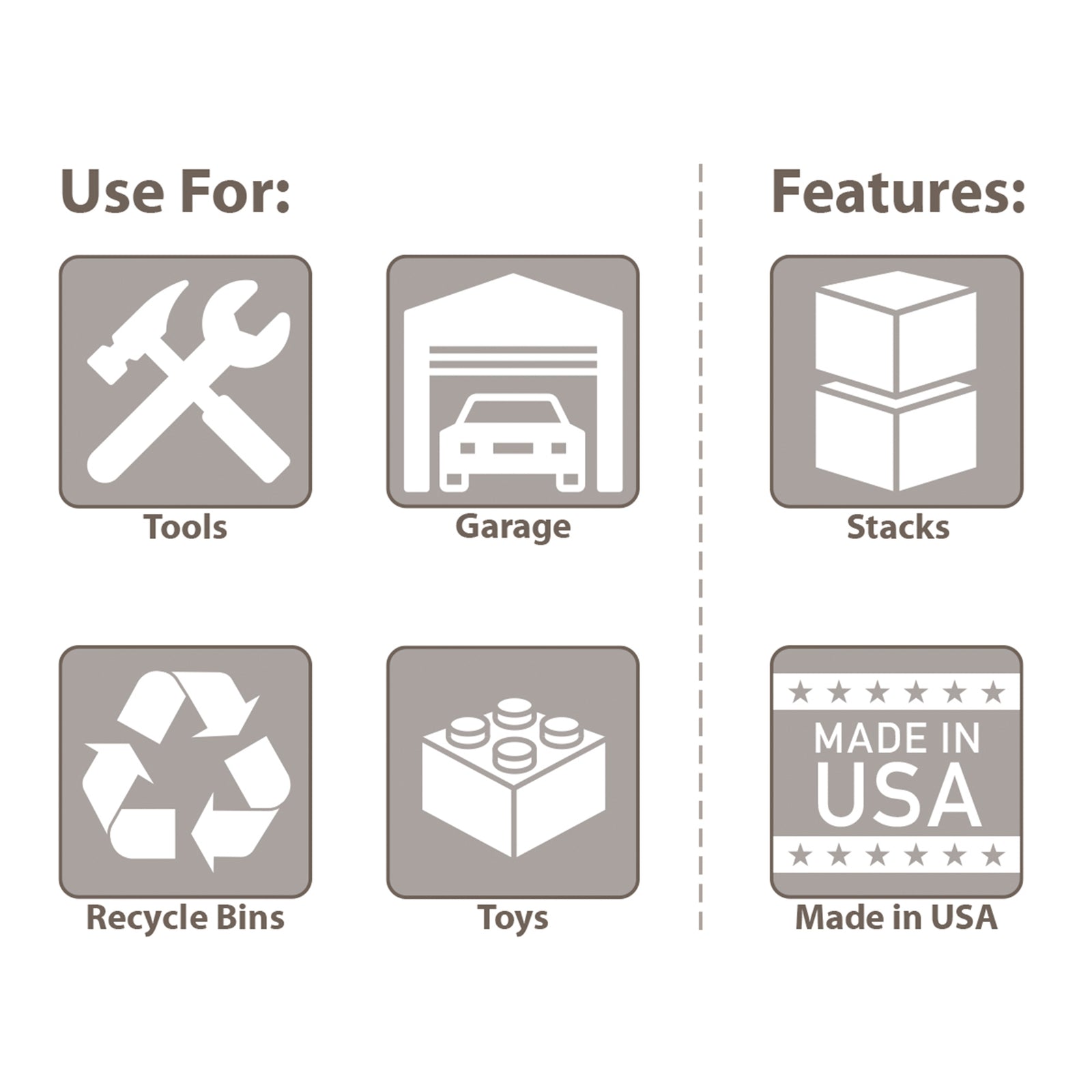 Akro-Mils Stak-N-Store Stackable Storage Bin, Open Front Organizer, Gray, 4 Pack - VMInnovations