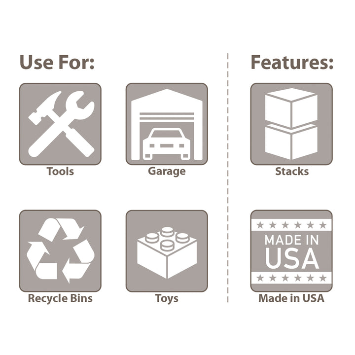 Akro-Mils Stak-N-Store Stackable Storage Bin, Open Front Organizer, Gray, 4 Pack - VMInnovations