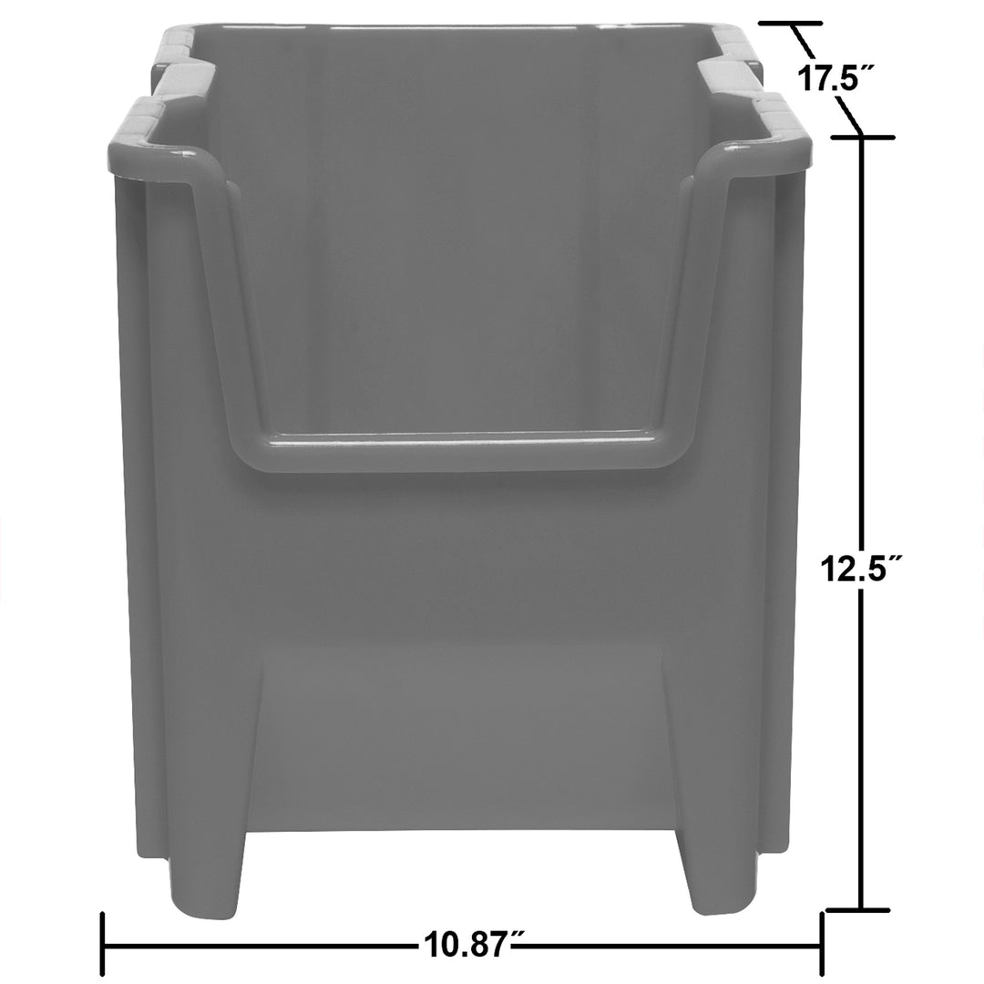 Akro-Mils Stak-N-Store Stackable Storage Bin, Open Front Organizer, Gray, 4 Pack - VMInnovations