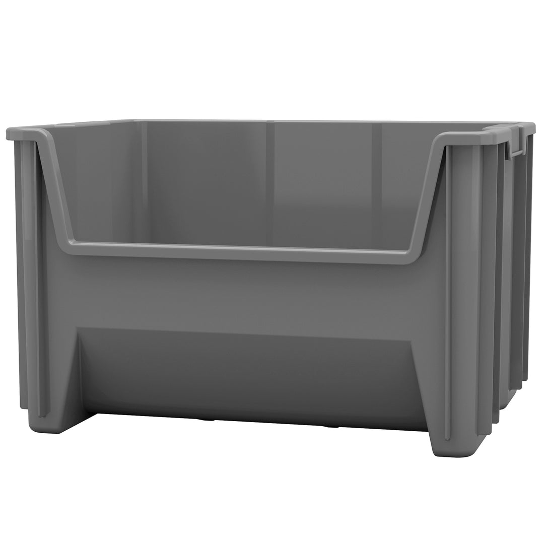 Akro-Mils Stak-N-Store Stackable Storage Bin, Open Front Organizer, Gray, 3 Pack - VMInnovations