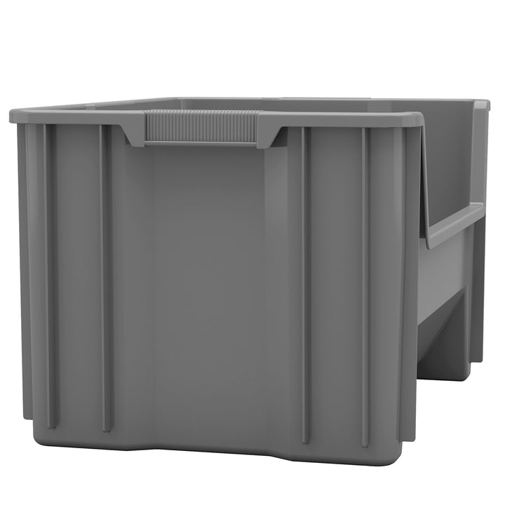 Akro-Mils Stak-N-Store Stackable Storage Bin, Open Front Organizer, Gray, 3 Pack - VMInnovations