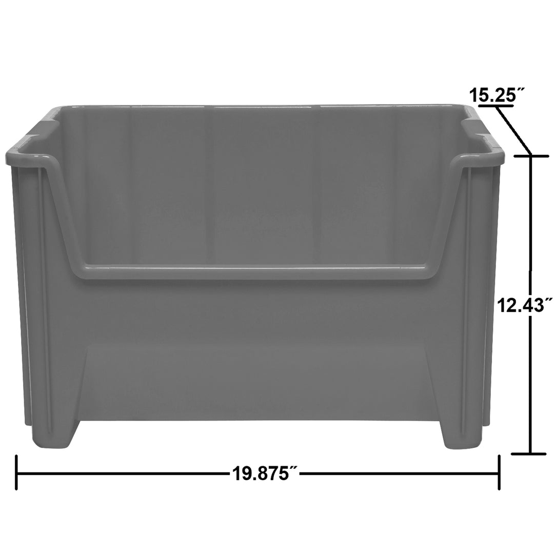 Akro-Mils Stak-N-Store Stackable Storage Bin, Open Front Organizer, Gray, 3 Pack - VMInnovations