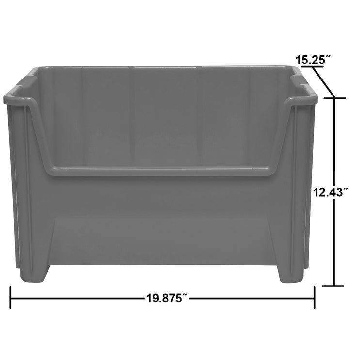 Akro-Mils Stak-N-Store Stackable Storage Bin, Open Front Organizer, Gray, 3 Pack - VMInnovations