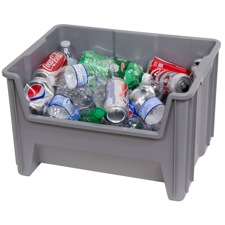 Akro-Mils Stak-N-Store Stackable Storage Bin, Open Front Organizer, Gray, 3 Pack - VMInnovations