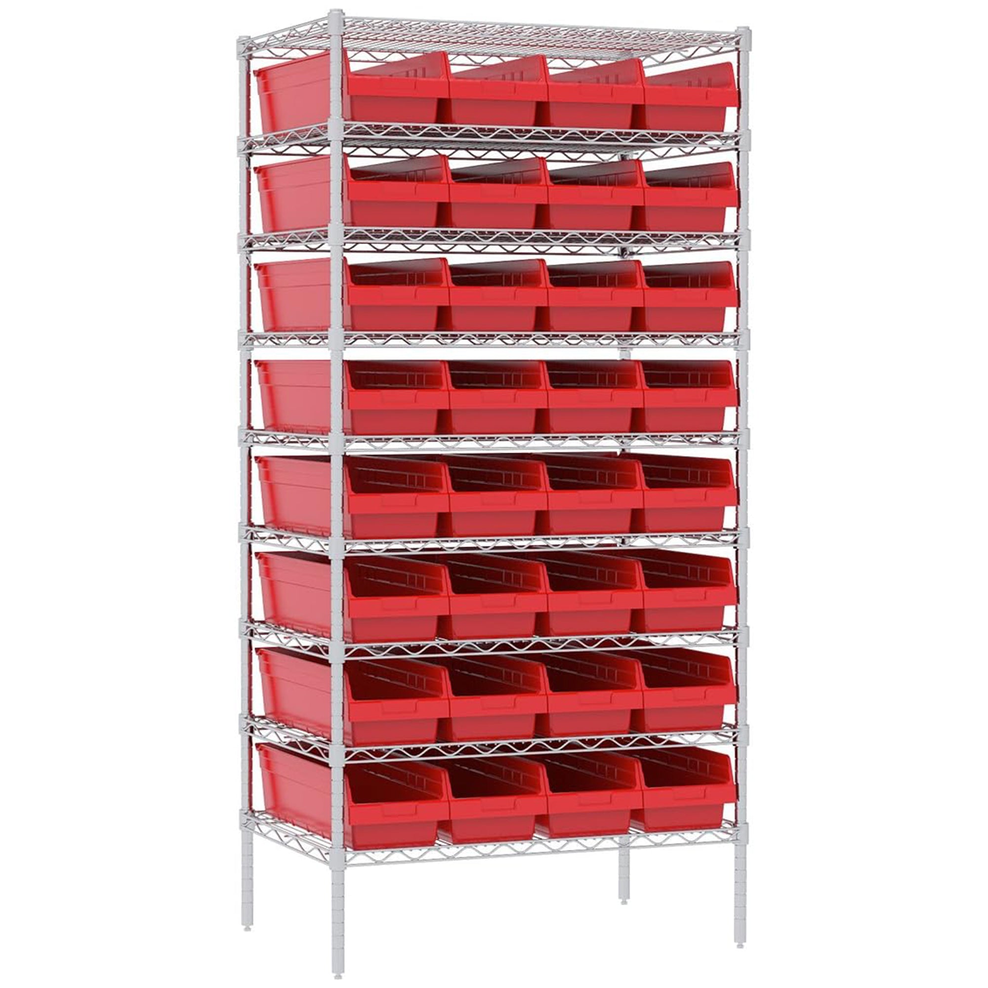 Akro-Mils 6 Pack AkroBins Plastic Storage Bins, Space-Saving Organizers, Red