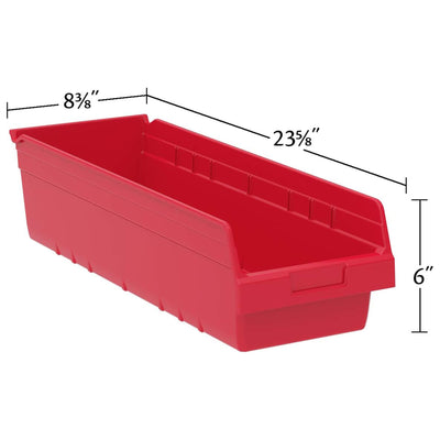 Akro-Mils 6 Pack AkroBins Plastic Storage Bins, Space-Saving Organizers, Red