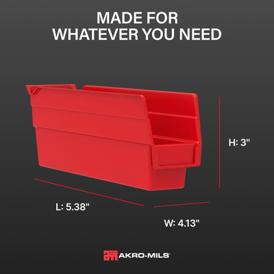 Akro-Mils 24 Pack AkroBins Plastic Storage Bins, Space-Saving Organizers, Red