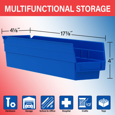 Akro-Mils 12 Pack Plastic Storage Shelf Bins, Space-Saving Organizers, Blue