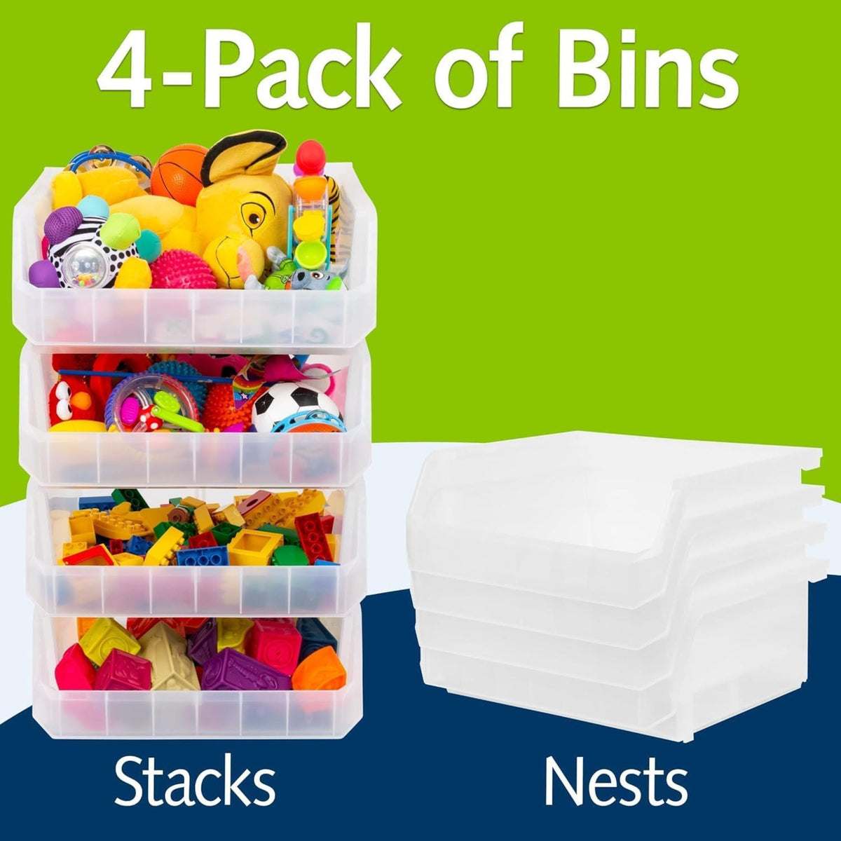 ReadySpace Extra Large Plastic Storage Bins, Stackable Organizer, (Open Box) - VMInnovations
