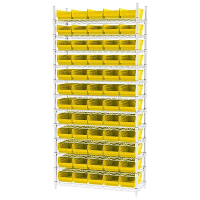 Akro-Mils 12 Pack Plastic Storage Shelf Bins, Space-Saving Organizers, Yellow - VMInnovations