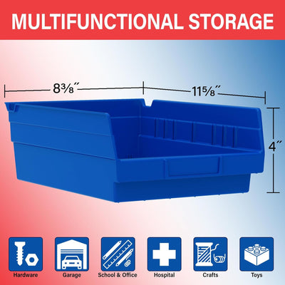 Akro-Mils 12 Pack Plastic Storage Shelf Bins, Space-Saving Organizers,(Open Box)
