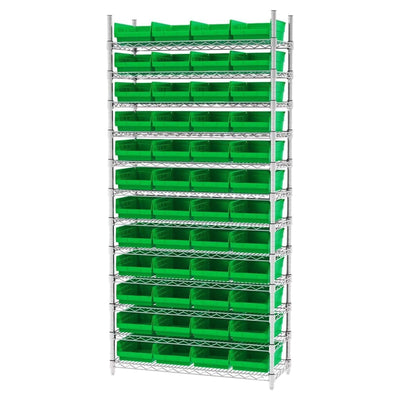 Akro-Mils 12 Pack Plastic Storage Shelf Bins, Organizers, Green (Open Box) - VMInnovations