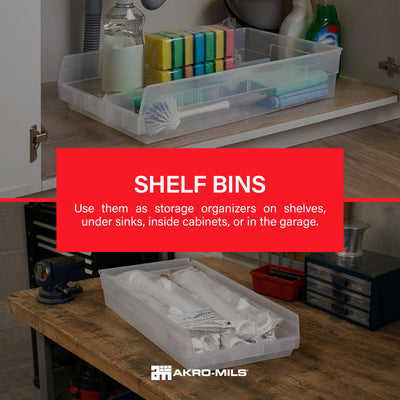 Akro-Mils 6 Pk AkroBins Plastic Storage Bins, Space-Saving Organizers,(Open Box)