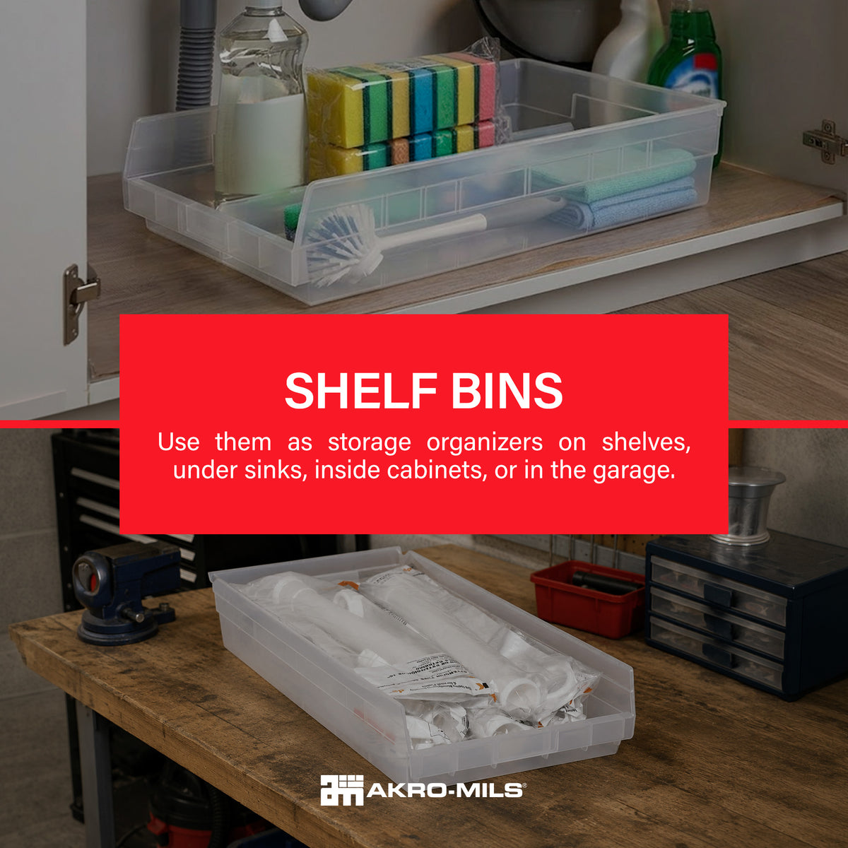 Akro-Mils 6 Pk AkroBins Plastic Storage Bins, Space-Saving Organizers,(Open Box) - VMInnovations