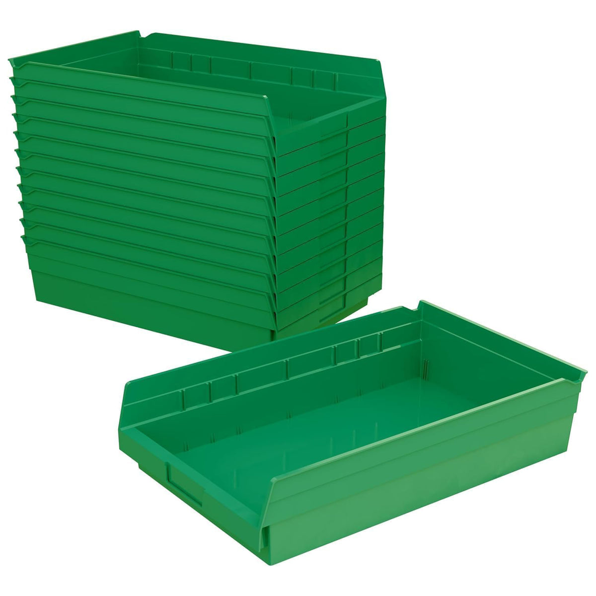 Akro-Mils 12 Pack AkroBins Plastic Storage Bins, Space-Saving Organizers, Green