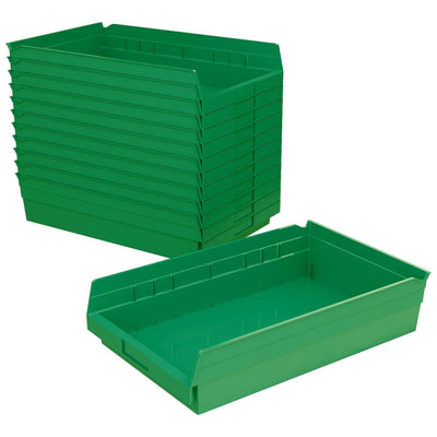 Akro-Mils 12 Pack AkroBins Plastic Storage Bins, Space-Saving Organizers, Green