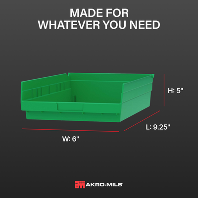 Akro-Mils 12 Pack AkroBins Plastic Storage Bins, Space-Saving Organizers, Green