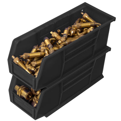 Akro-Mils 12 Pack AkroBins Plastic Storage Bins, Space-Saving Organizers, Black (Open Box)