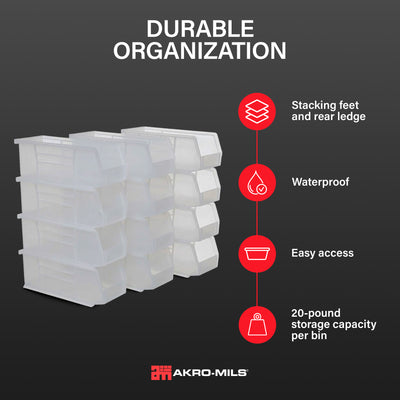 Akro-Mils 12 Pack AkroBins Plastic Storage Bins, Space-Saving Organizers, (Used) - VMInnovations