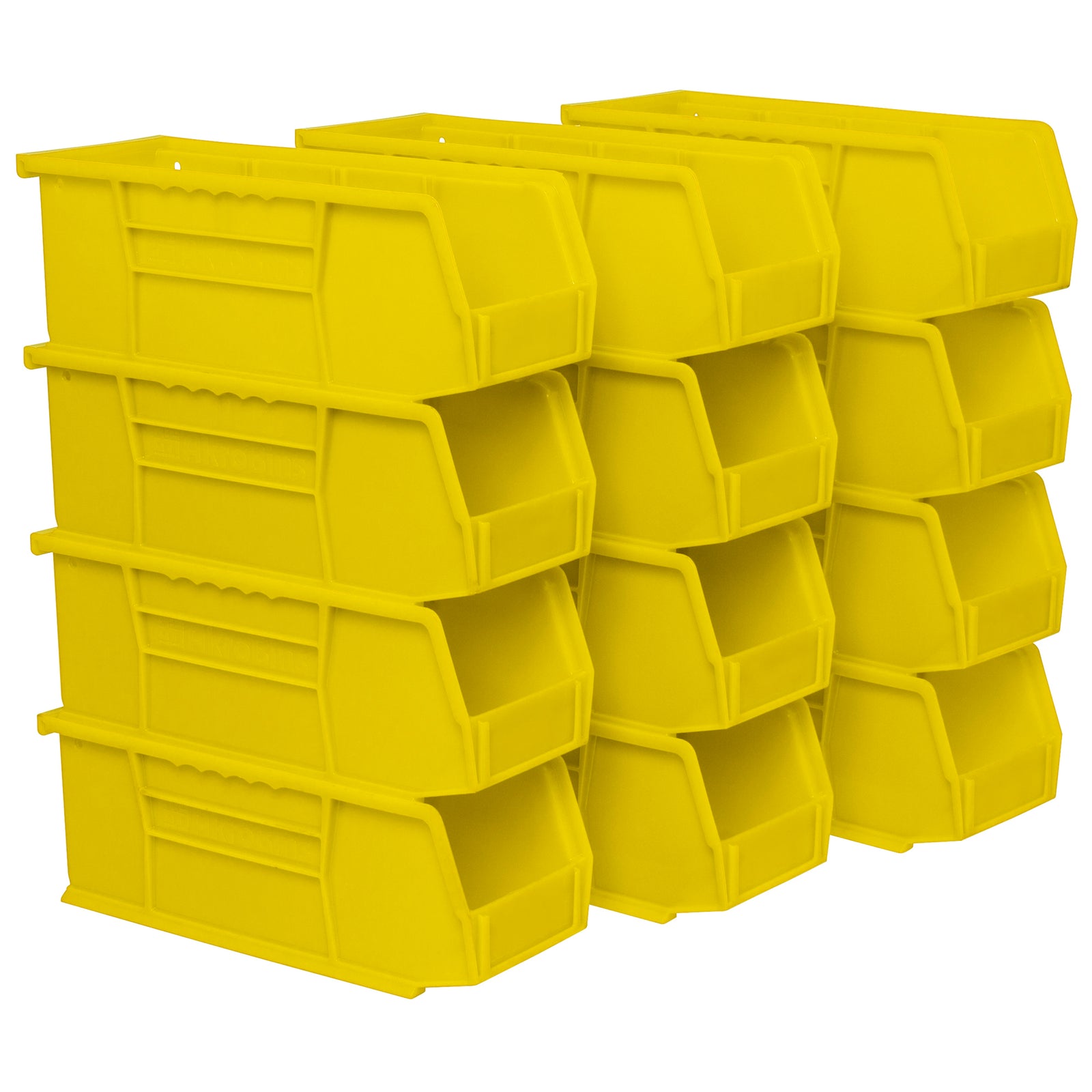 Akro-Mils 12 Pack AkroBins Plastic Storage Bins, Space-Saving Organizers, Yellow - VMInnovations
