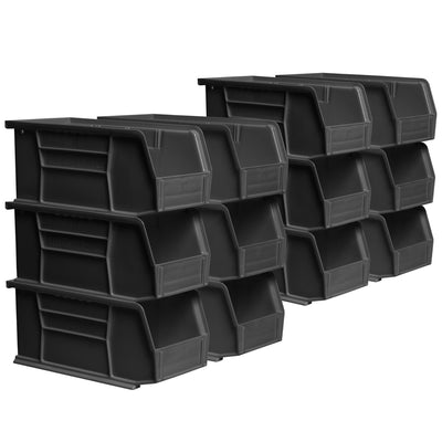 Akro-Mils 12 Pk AkroBins Plastic Storage Bins, Space-Saving Organizers(Open Box)