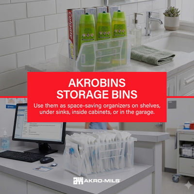 Akro-Mils 12 Pack AkroBins Plastic Storage Bins, Space-Saving Organizers, Clear - VMInnovations