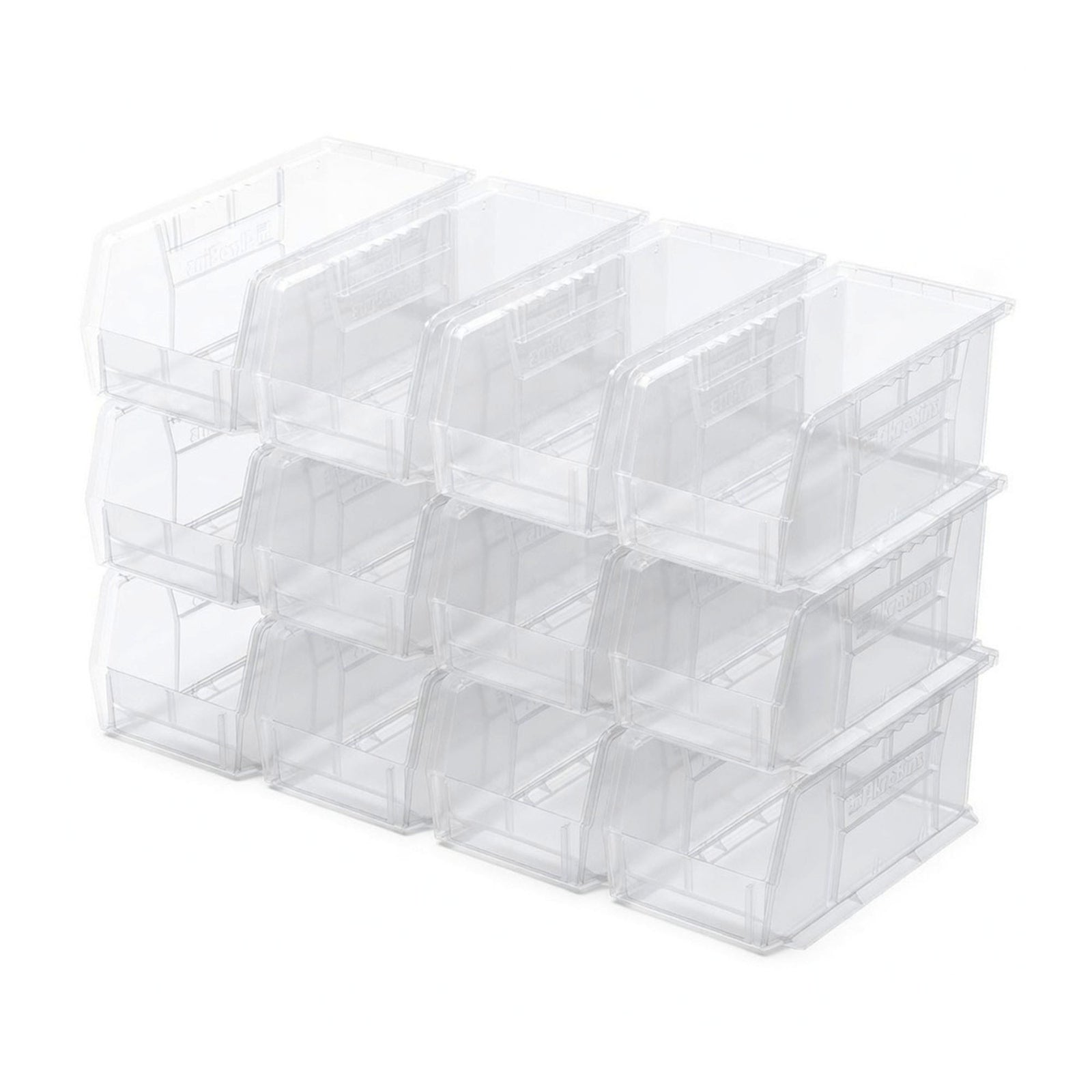 Akro-Mils 12 Pack AkroBins Plastic Storage Bins, Space-Saving Organizers, Clear - VMInnovations