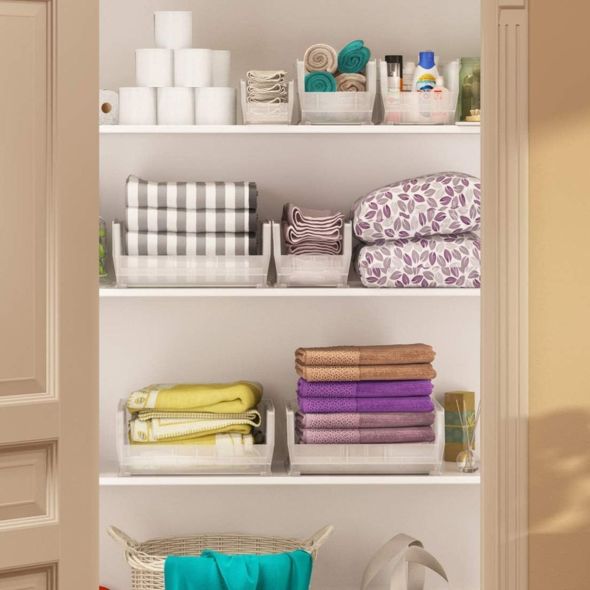 Akro-Mils 12 Pk AkroBins Plastic Storage Bins, Space-Saving Organizers(Open Box)
