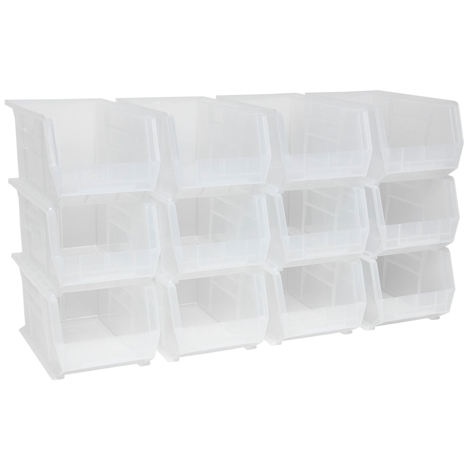 Akro-Mils 12 Pack AkroBins Plastic Storage Bins, Space-Saving Organizers, Clear - VMInnovations