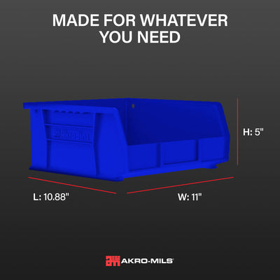 Akro-Mils 6 Pack AkroBins Plastic Storage Bins, Space-Saving Organizers, Blue - VMInnovations