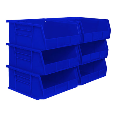 Akro-Mils 6 Pack AkroBins Plastic Storage Bins, Space-Saving Organizers, Blue - VMInnovations