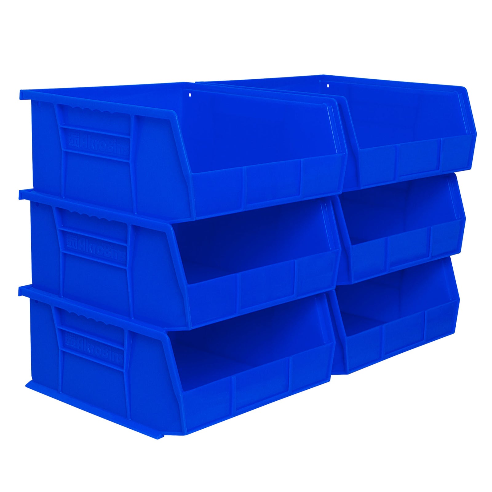 Akro-Mils 6 Pack AkroBins Plastic Storage Bins, Space-Saving Organizers, Blue - VMInnovations