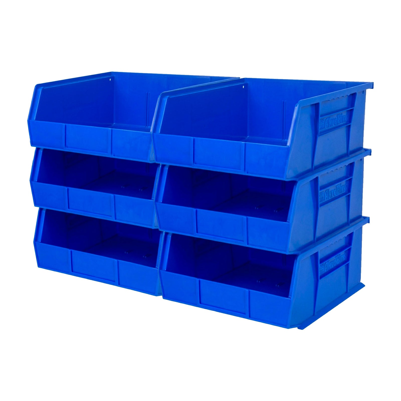 Akro-Mils 6 Pack AkroBins Plastic Storage Bins, Space-Saving Organizers, Blue - VMInnovations