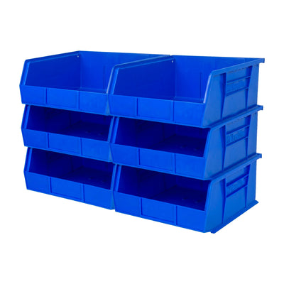 Akro-Mils 6 Pack AkroBins Plastic Storage Bins, Space-Saving Organizers, Blue - VMInnovations