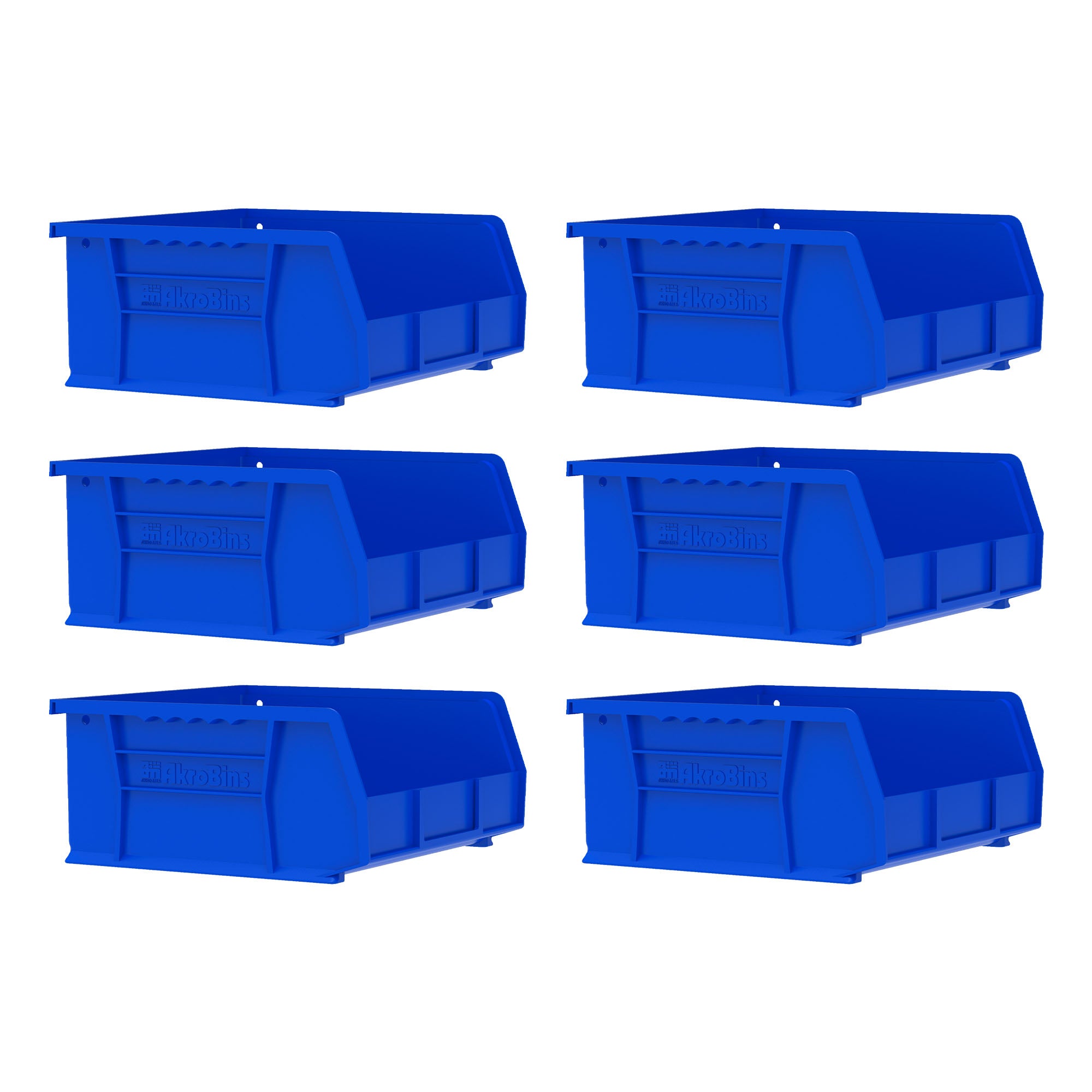 Akro-Mils 6 Pack AkroBins Plastic Storage Bins, Space-Saving Organizers, Blue - VMInnovations