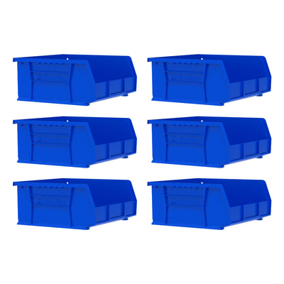 Akro-Mils 6 Pack AkroBins Plastic Storage Bins, Space-Saving Organizers, Blue - VMInnovations