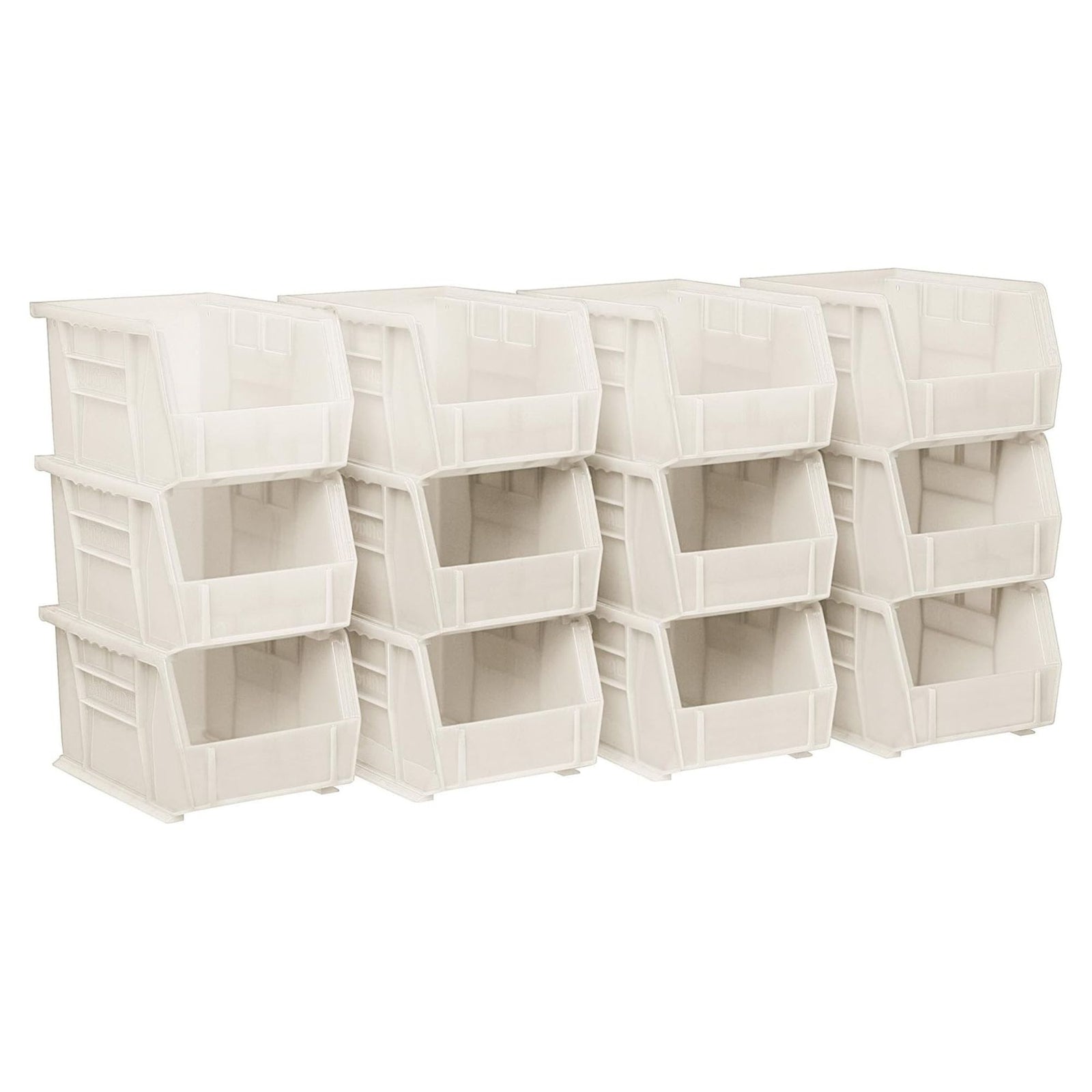 Akro-Mils 12 Pack AkroBins Plastic Storage Bins, Space-Saving Organizers, Stone - VMInnovations
