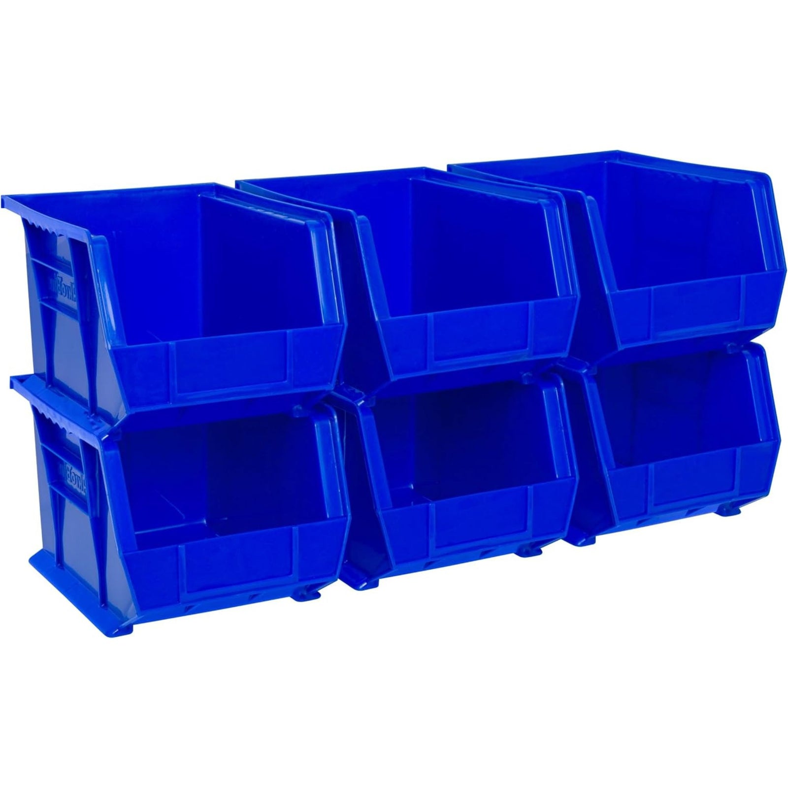 Akro-Mils 6 Pack AkroBins Plastic Storage Bins, Space-Saving Organizers, Blue - VMInnovations