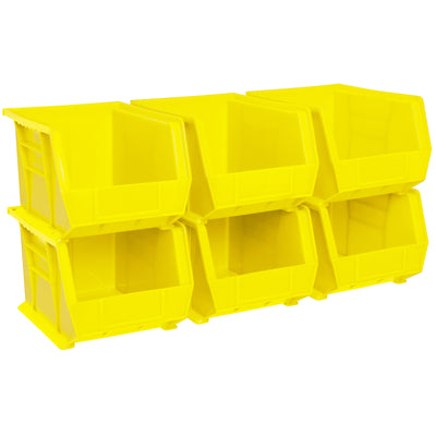 Akro-Mils 6 Pack AkroBins Plastic Storage Bins, Space-Saving Organizers, Yellow - VMInnovations
