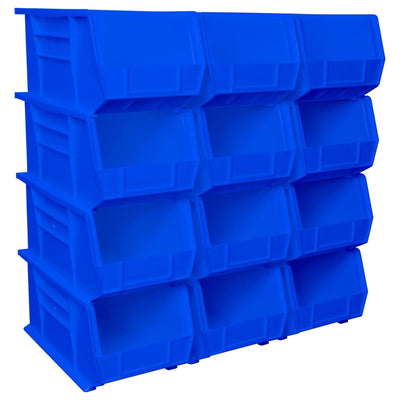 Akro-Mils 12 Pack AkroBins Plastic Storage Bins, Space-Saving Organizers, Blue (Open Box)