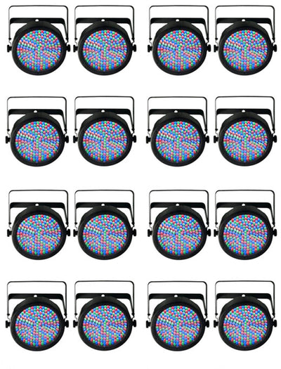 (16) Chauvet DJ SlimPar 64 LED DMX Slim Par Can Stage Pro RGB Lighting Effects
