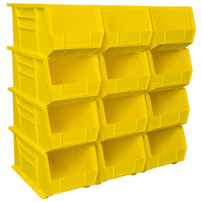 Akro-Mils 12 Pack AkroBins Plastic Storage Bins, Space-Saving Organizers, Yellow - VMInnovations